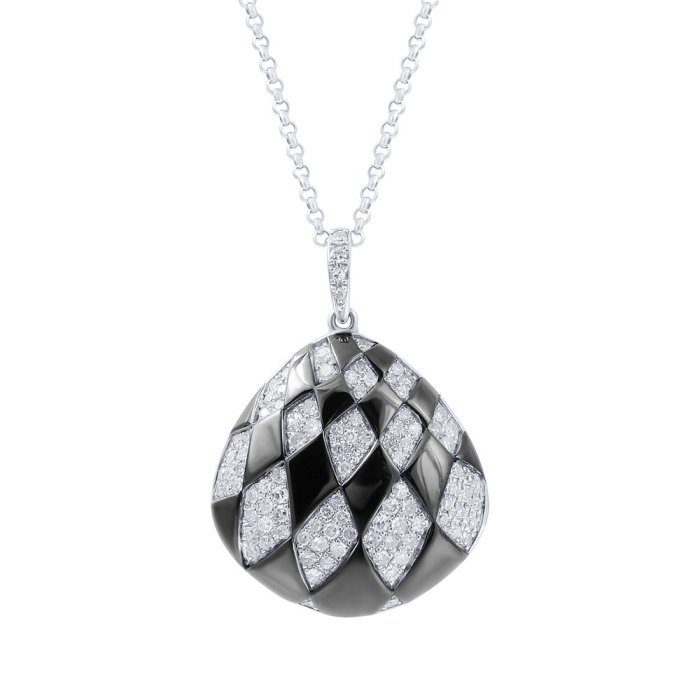 Цепь из белого золота с бриллиантом и эмалью (Арт.s307dwk4wx_tsp_enam_wg)