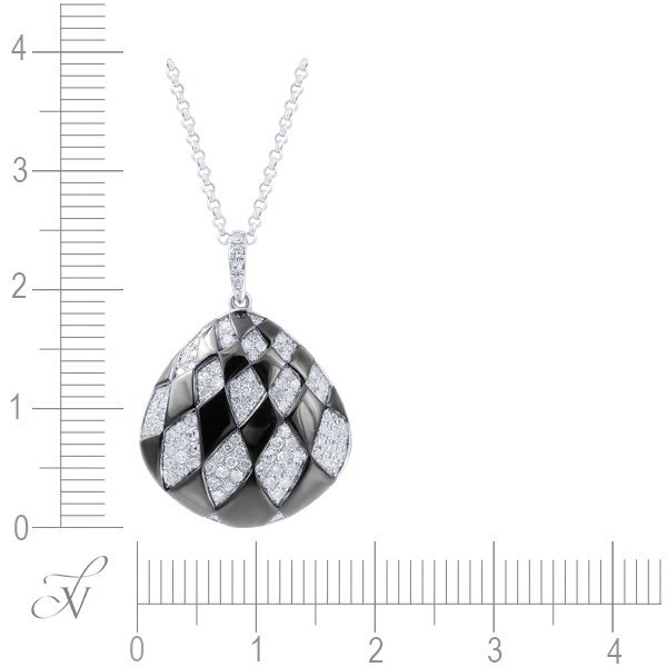 Цепь из белого золота с бриллиантом и эмалью (Арт.s307dwk4wx_tsp_enam_wg)