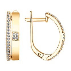 Серьги из золочёного серебра с фианитами (Арт.93021059)