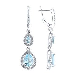 Серьги из серебра с топазами и фианитами (Арт.94-321-02047-1)