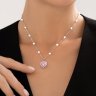 Колье из серебра с синтетическим жемчугом и фианитами (Арт.94071227)