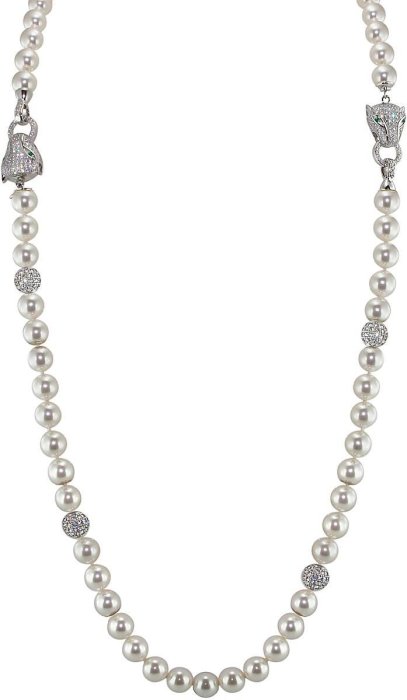 Ожерелье из серебра с жемчугом и куб. цирконием (Арт.123l-fp-sk-1)