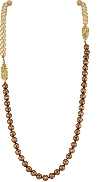 Ожерелье из серебра с жемчугом и куб. цирконием (Арт.26l-p36-g-5-9)