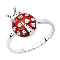 Кольцо из серебра с эмалью и фианитами (Арт.94010400)