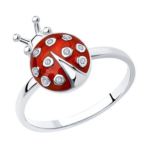 Кольцо из серебра с эмалью и фианитами (Арт.94010400)