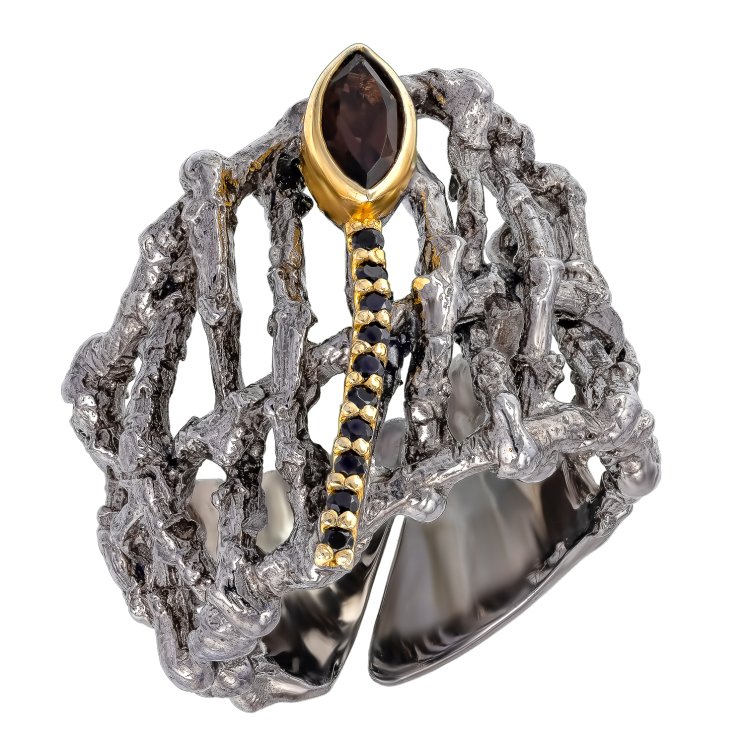 Серебряное кольцо BEAVERS с раухтопазом 1257rt_ox