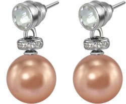 Серьги из серебра с жемчугом и кристаллом swarovski (Арт.abs-3-10-10-s)