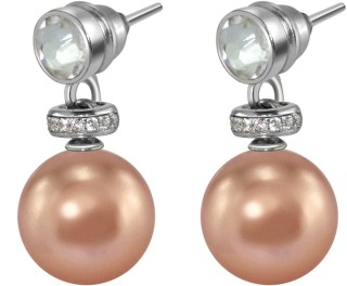 Серьги серебряные с жемчугом и куб. цирконием Pearl Kiss 10S Rivoli (арт.ABS-3-10-10-S)