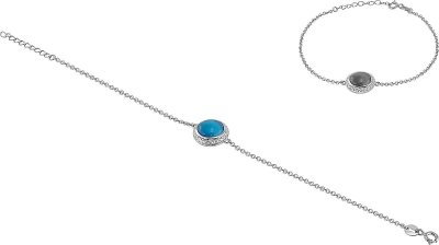 Браслет из серебра с кошачим глазом и куб. цирконием (Арт.fgb-1-10-h-18-s)