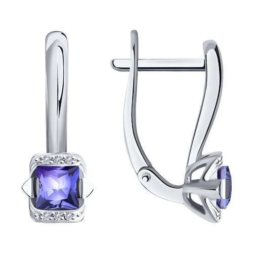 Серьги из белого золота с бриллиантами и танзанитами «Лунный Вальс» SOKOLOV (арт.6024)