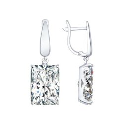 Серьги длинные из серебра с фианитами (Арт.94022279)