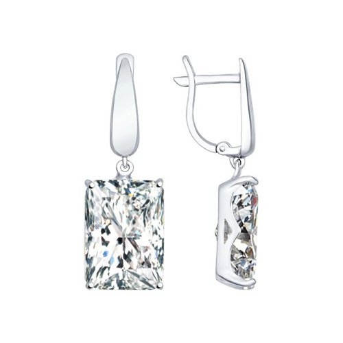 Серьги длинные из серебра с фианитами (Арт.94022279)