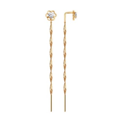 Серьги-цепочки из золота с фианитами (Арт.025969)