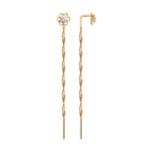 Серьги-цепочки из золота с фианитами (Арт.025969)