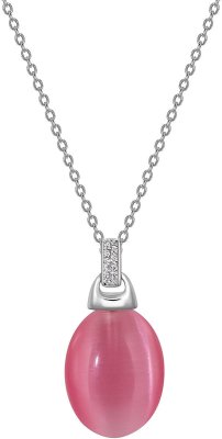 Кулон из серебра с кошачим глазом и куб. цирконием (Арт.fop-1-h-13-s)