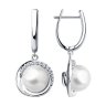Серьги из серебра с жемчугом и фианитами (Арт.94023490)