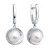 Серьги из серебра с жемчугом и фианитами (Арт.94023490)