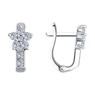 Серьги из серебра с фианитом «Сияние лепестков» Соколов (арт.94026033)