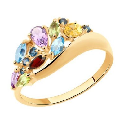 Кольцо золотое с миксом камней «Палитра чувств» Соколов (арт.715331)