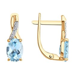 Серьги золотые пробы 585 с топазом (Арт.72-00089)