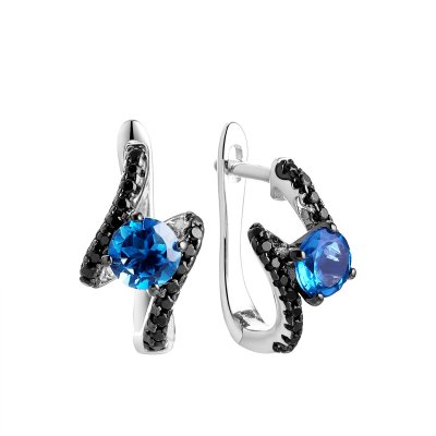 Серьги из серебра с топазом (Арт.cz-e00935-x-wb-lb-x-b)