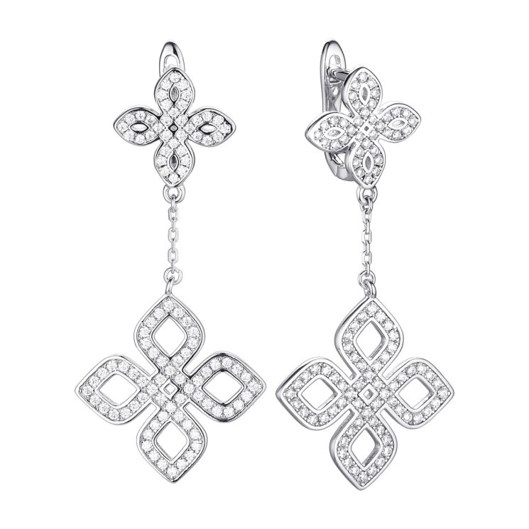 Серьги из серебра с фианитом (Арт.cz-e02929-x-w-x-x-w)