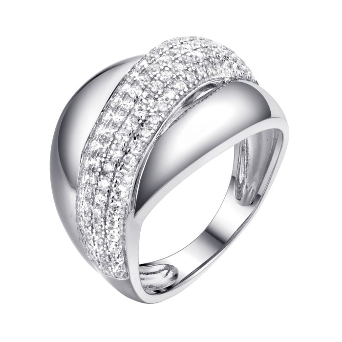 Кольцо с фианитами «Spark Line» из серебра 925 Fresh Jewelry (арт.CZ-R01199-X-W-X-X-W)