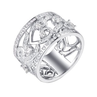 Кольцо серебряное с фианитом Lace "Ажурная свежесть" Fresh Jewelry (арт.CZ-R02932-X-W-X-X-W)