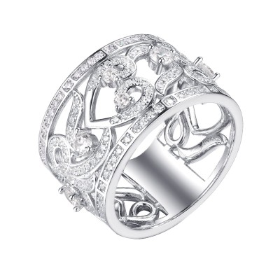 Кольцо серебряное с фианитом Lace "Ажурная свежесть" Fresh Jewelry (арт.CZ-R02932-X-W-X-X-W)