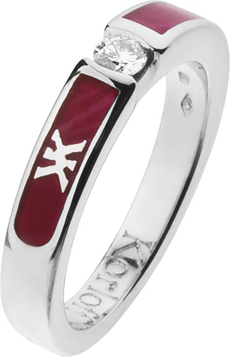 Кольцо из белого золота с бриллиантом и эмалью (Арт.dkl42dl13)