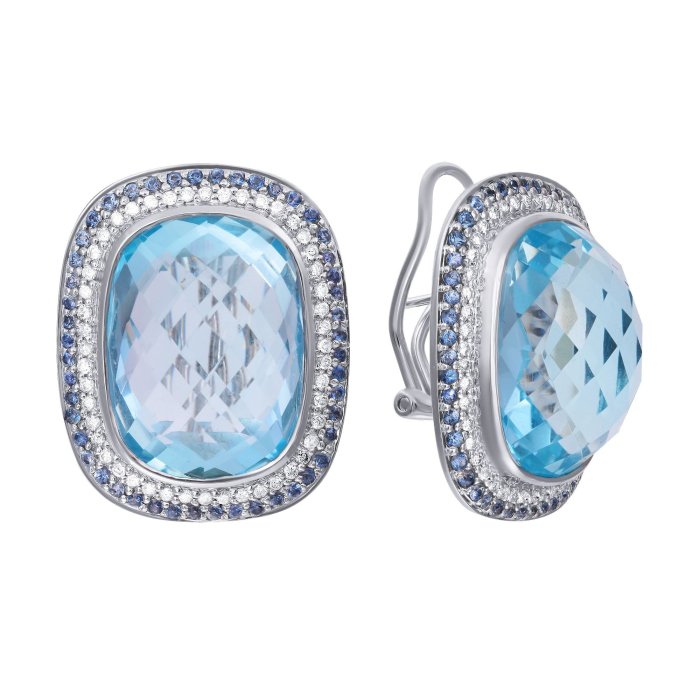 Серьги из белого золота с бриллиантом и сапфиром (Арт.b1696e_sr_sa_bt_wg)