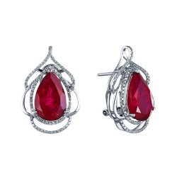 Серьги из белого золота с бриллиантом и рубином (Арт.e01498ar4wt_sr_rv_wg)