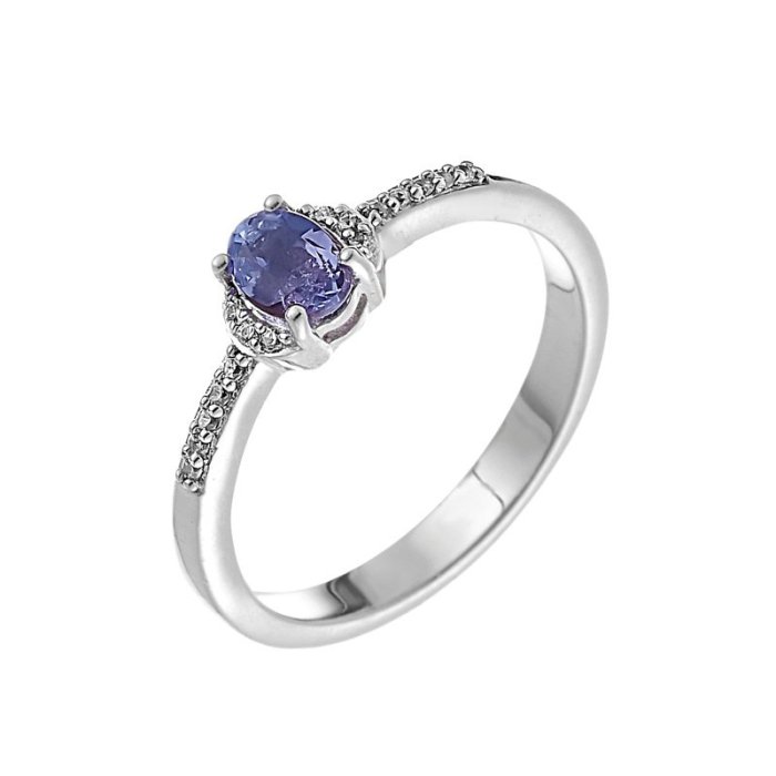 Кольцо из серебра с танзанитом и фианитом (Арт.sm-r01832-x-w-tn-x-w)