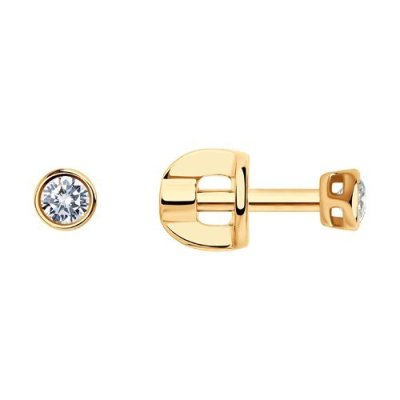 Серьги из золота с бриллиантом «Минималистичный блеск» Соколов (арт.1021816)