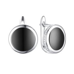 Серьги из серебра с керамикой и фианитом (Арт.tc-e01170-b-w-x-x-w)