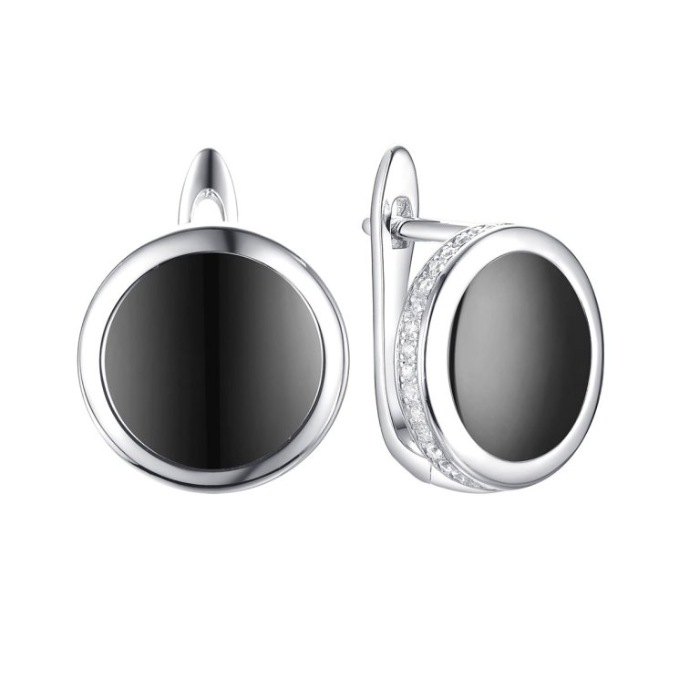 Серьги из серебра с керамикой и фианитом (Арт.tc-e01170-b-w-x-x-w)