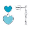 Серьги из серебра с эмалью «Бирюзовые сердца» Соколов (арт.94-122-02232-1)