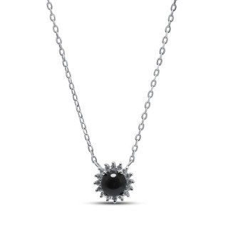 Ожерелье серебро с ониксом и куб. цирконием «Черное Солнце» Myjewels (арт.2512734336b_oniks_kubcirkonii)