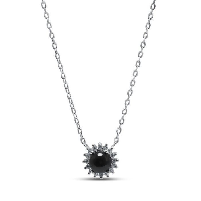 Ожерелье серебро с ониксом и куб. цирконием «Черное Солнце» Myjewels (арт.2512734336b_oniks_kubcirkonii)