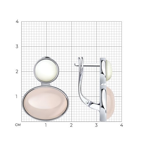 Серьги из серебра с кварцем и перламутром (Арт.83020134)