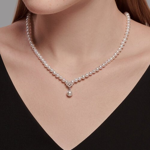 Колье золотое пробы 585 с жемчугом (Арт.79-70003-3)