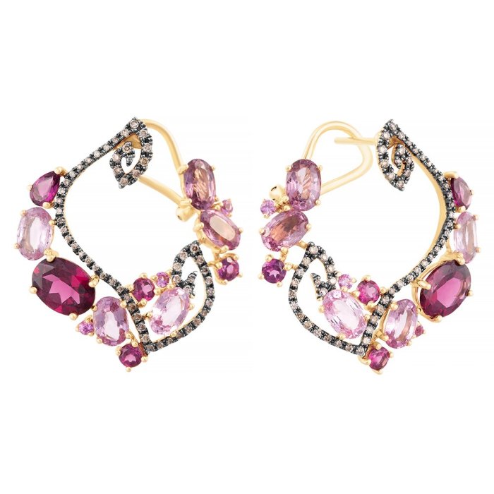 Серьги из золота с бриллиантом и родолитом (Арт.er-34289_ygdnpsmc_sr_dn_ps_csp_rh_yg)