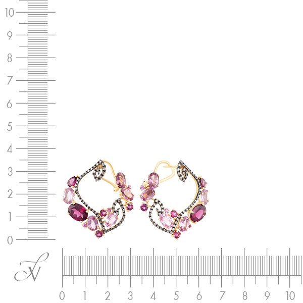 Серьги из золота с бриллиантом и родолитом (Арт.er-34289_ygdnpsmc_sr_dn_ps_csp_rh_yg)