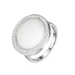 Кольцо из серебра с керамикой и фианитом (Арт.tc-r01332-w-w-x-x-w)
