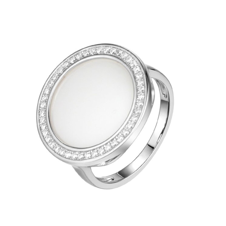 Кольцо из серебра с керамикой и фианитом (Арт.tc-r01332-w-w-x-x-w)