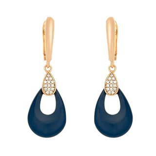 Серьги серебряные с керамикой и фианитами «Ceramic Elegance» Fresh Jewelry (арт.TM-E00970-Вl-G-X-X-W)