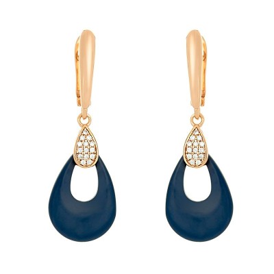 Серьги серебряные с керамикой и фианитами «Ceramic Elegance» Fresh Jewelry (арт.TM-E00970-Вl-G-X-X-W)