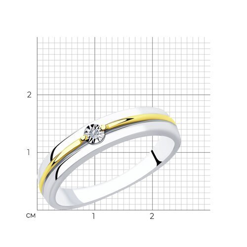 Кольцо из золочёного серебра с бриллиантом (Арт.87010029)