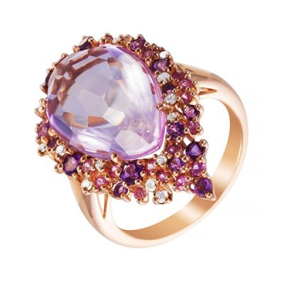 Кольцо из золота с аметистом и бриллиантом (Арт.hf04704r-rpaps_ko_ps_am_pam_pink)
