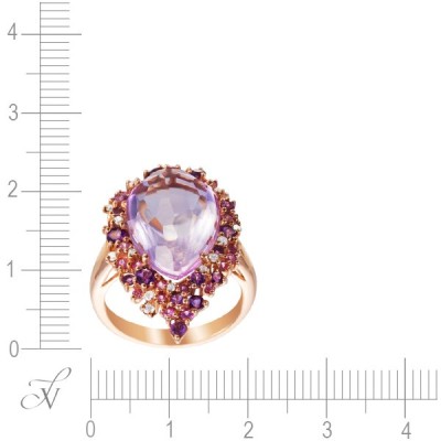 Кольцо из золота с аметистом и бриллиантом (Арт.hf04704r-rpaps_ko_ps_am_pam_pink)